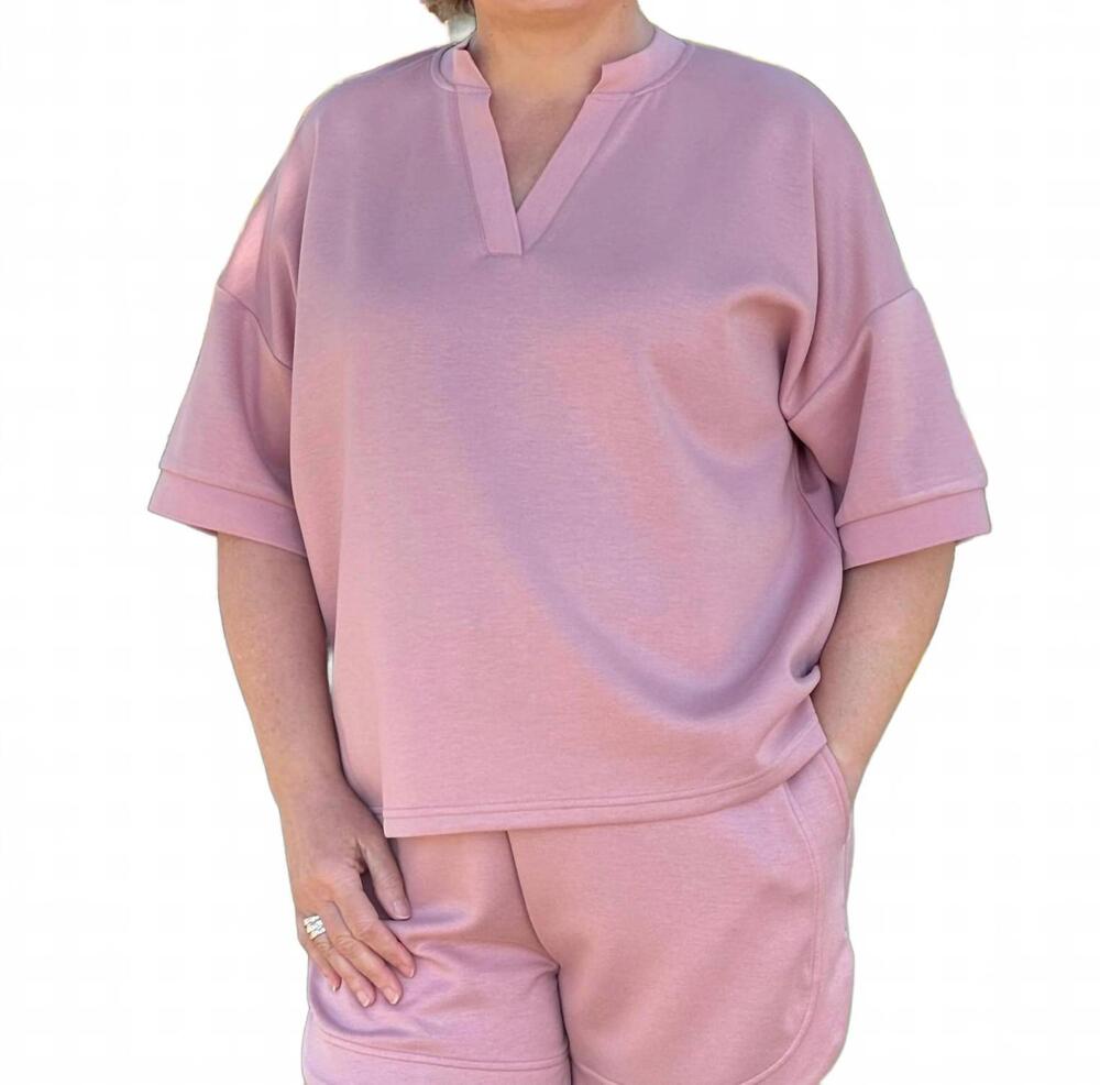 NEW SOUTHERN GRACE eva collection v-neck top in pink